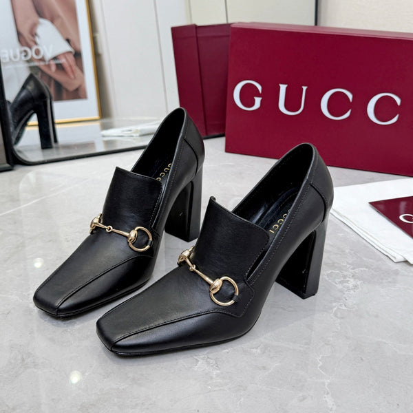 GG 26S Horsebit Loafers 10cm Block Heel Leather 157229