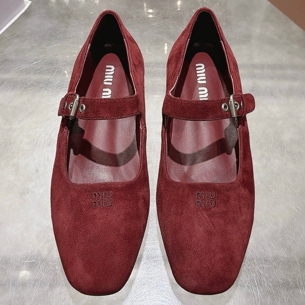Miu Miu 2026 Square Toe Ballet Flats Suede 999626