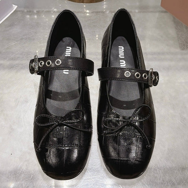 Miu Miu 2026 Bouclé Check Ballet Flats Tweed Leather 999630