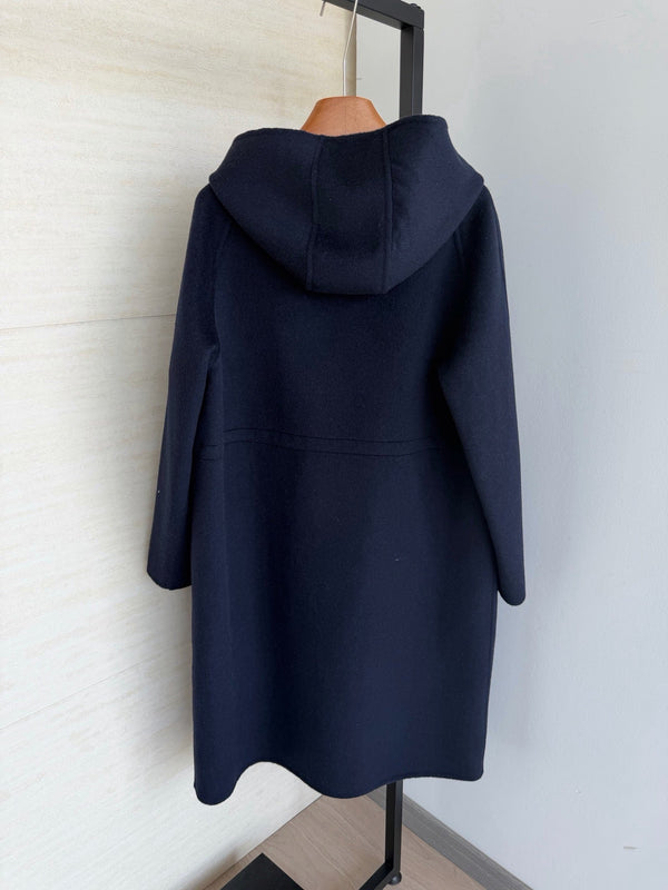 HM 26FW Hooded Zip-Up Coat Printed Hood Lining Cashmere 440840