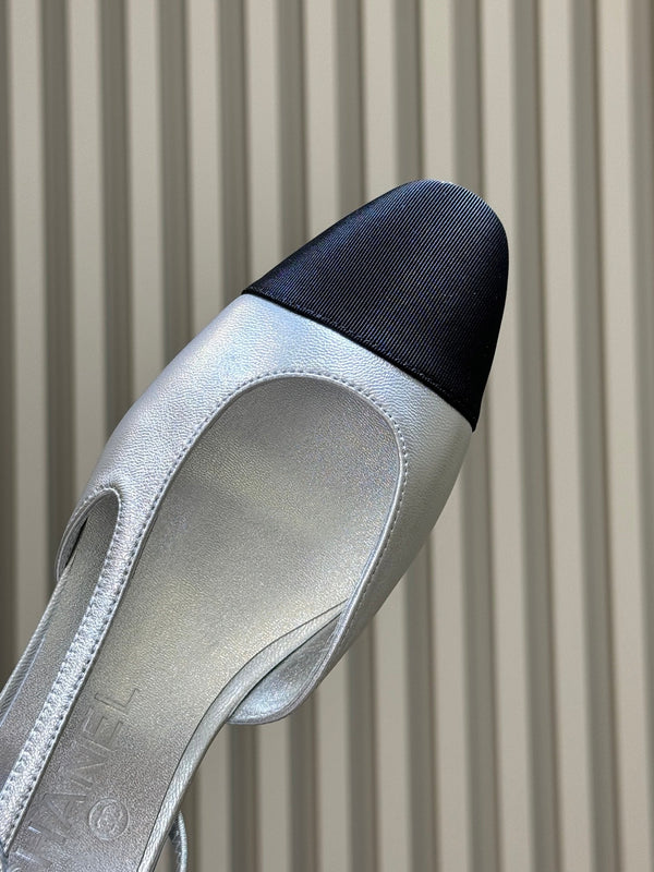 CC 26S Cap-Toe Slingback Flats Leather 150291