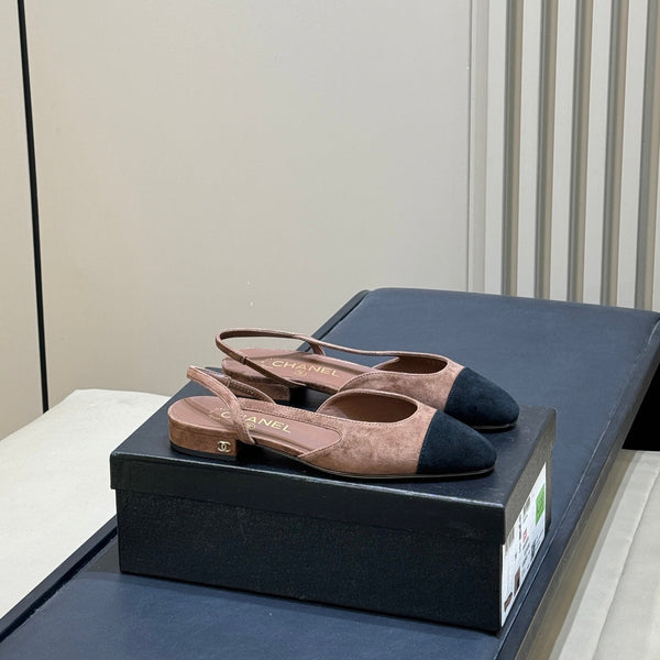 CC 26S Cap-Toe Slingback Flats Leather 150291