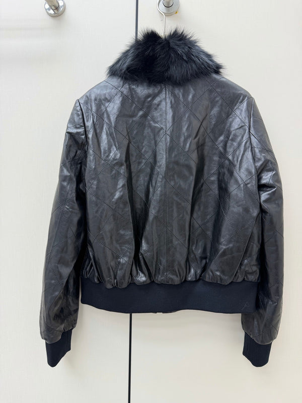 CC 26S Logo Hardware Fur Collar Jacket Lambskin 435086