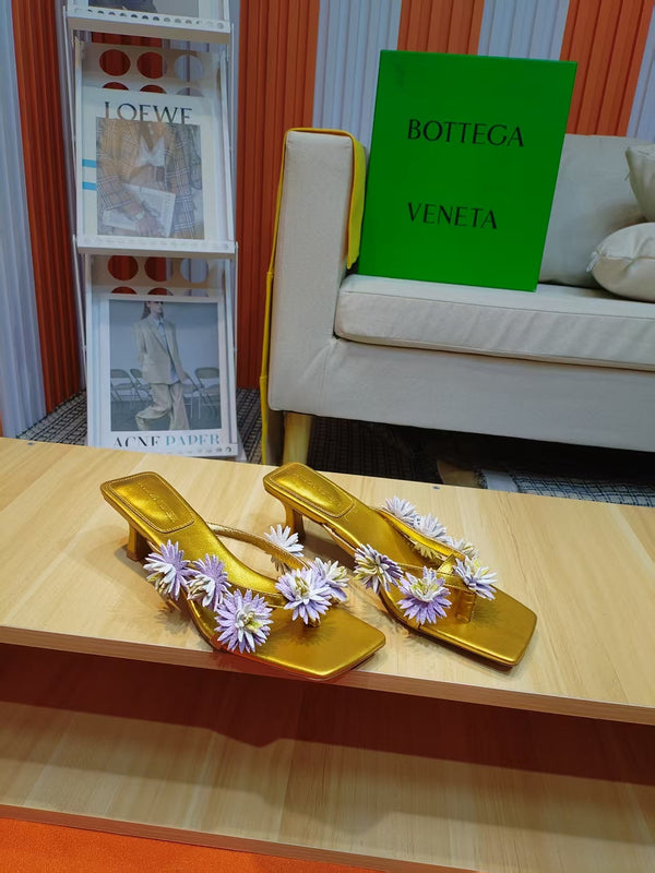 BV Riva Thong Floral Sandals 5CM Leather 139865