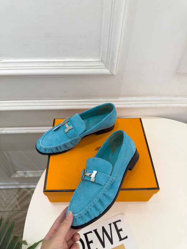 HM 26ss Nova Loafers Paris Buckle Suede Goatskin 165020