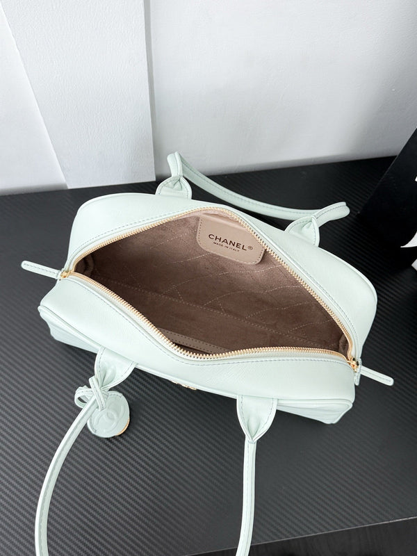 CC 2026 Pouch With Leather Strap Light Blue Calfskin