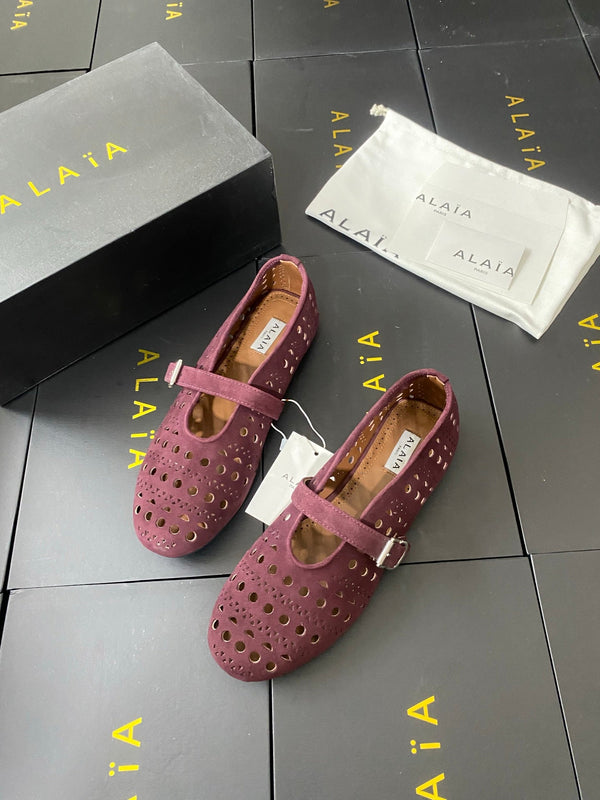 Alaia 26FW Vienne Ballet Flats Strap Suede 195008