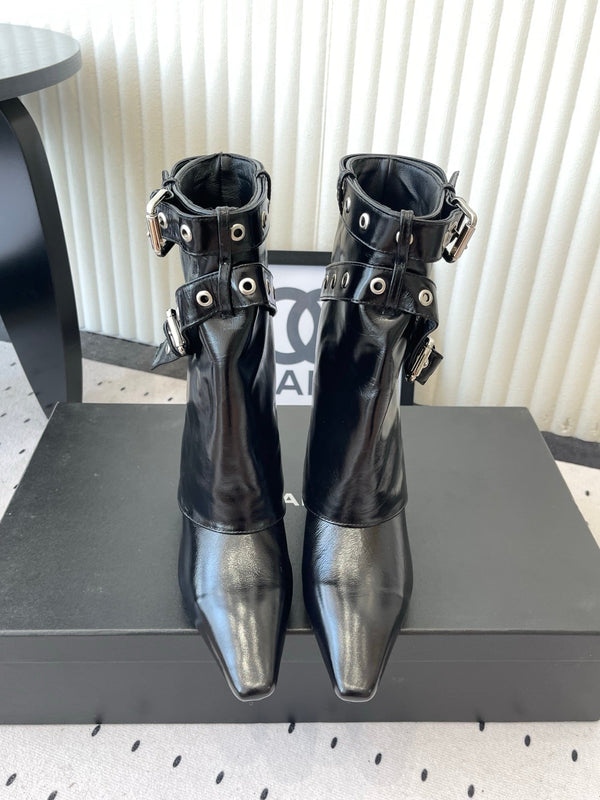 CC FW26 Pointed-Toe Wedge Mid-Calf Boots Leather 190032