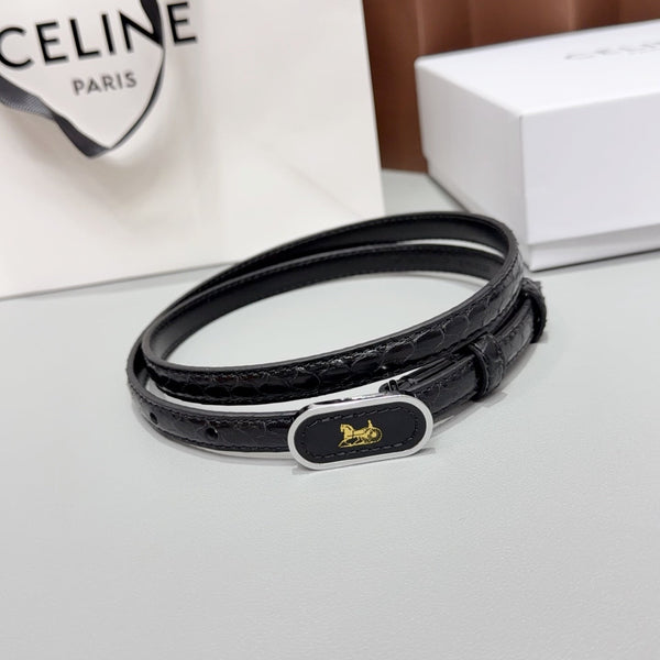 CE 26FW Chariot Belt 1.3cm Taurillon Silver-Tone Hardware Leather 220530