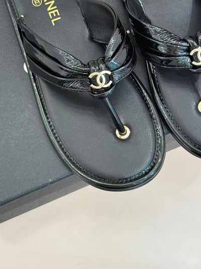 Chanel 2026 Flip-slop Sandal Black Lambskin