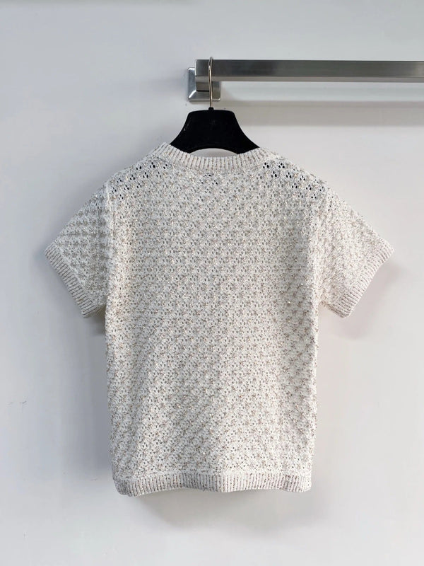 Chanel 2026 Knit Short-sleeved Shirt Off-white Wool 166806