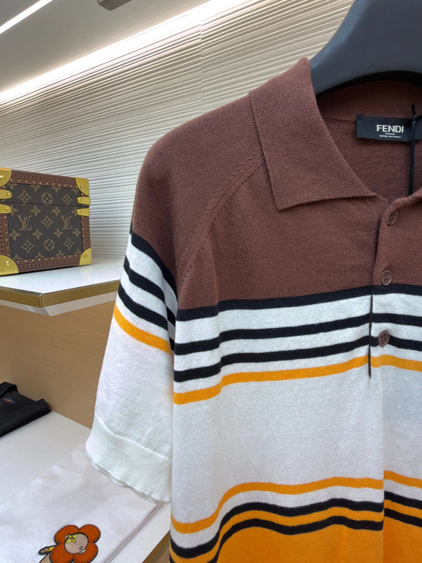FF 2026 Men's Polo Shirt Brown Orange Cotton Fabric 830544