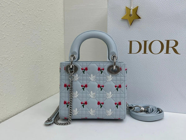 CD 2026 Bird Rose Design Lady Dior Bag Lambskin