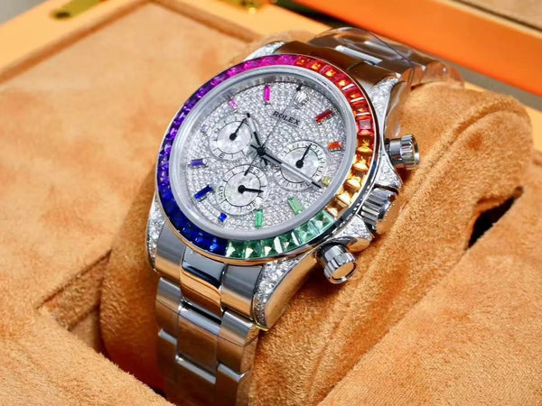 Rolex Daytona 40mm Stainless Steel Rainbow Case Diamond Dial
