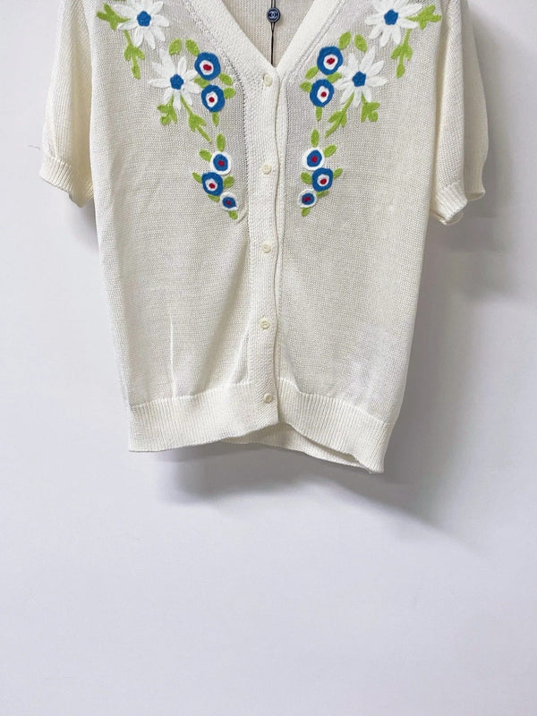 CC 2026 Flower Short-Sleeve Cardigan Cream Cotton 705305