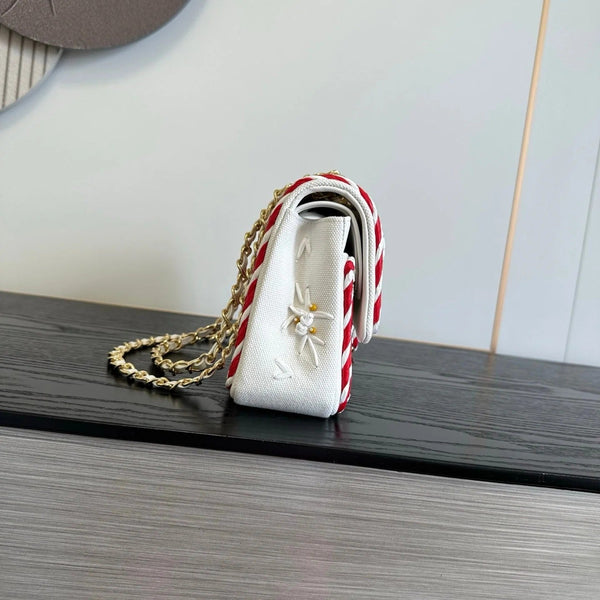 CC 26s Classic 11.12 Bag 25.5cm White Red Woven Leather