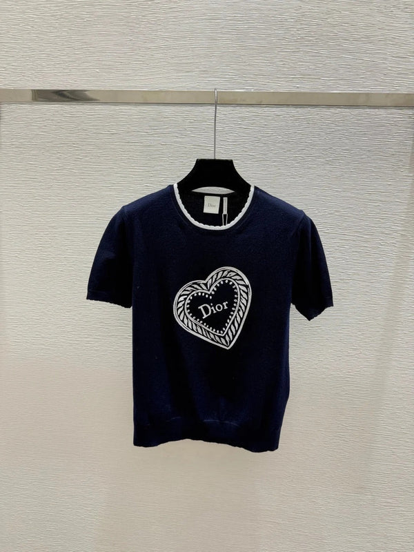 CD 2026 Heart Knitted Short-Sleeve T-Shirt Wool 758717