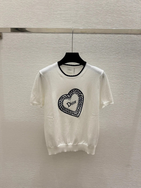 CD 2026 Heart Knitted Short-Sleeve T-Shirt Wool 758717