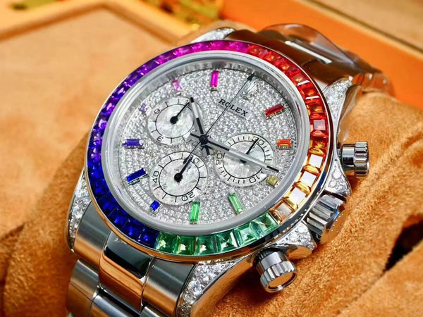 Rolex Daytona 40mm Stainless Steel Rainbow Case Diamond Dial