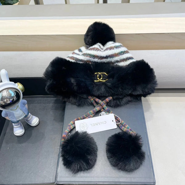 CC Knitted Winter Hat With Fur Trim 437113