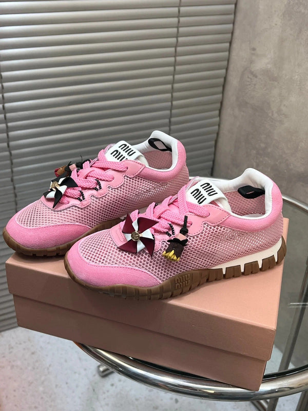 Miu 2026 Tyre Sneakers Mesh Suede Leather 952934
