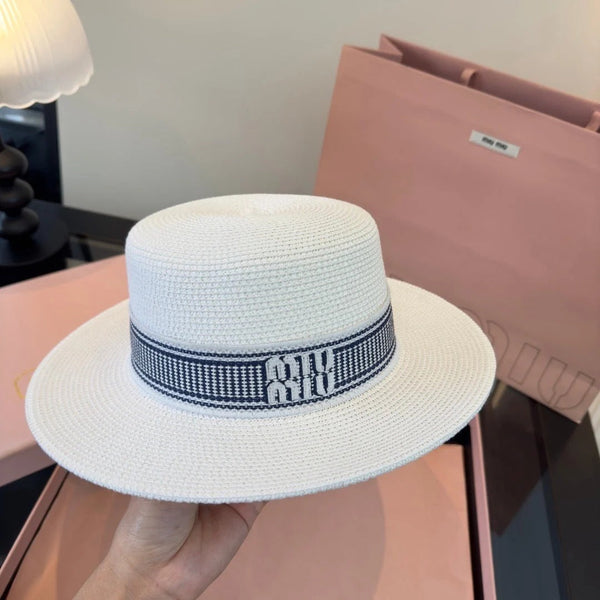 Miu Flat-top Straw Hat 379483