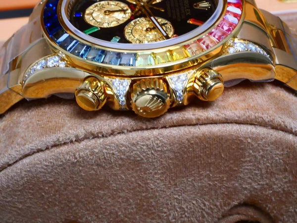 Rolex Daytona 40mm Gold Rainbow Case Black Dial