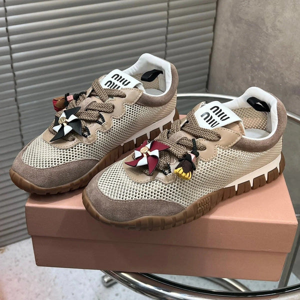 Miu 2026 Tyre Sneakers Mesh Suede Leather 952934