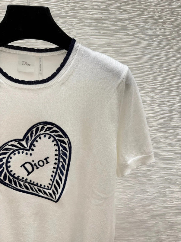 CD 2026 Heart Knitted Short-Sleeve T-Shirt Wool 758717