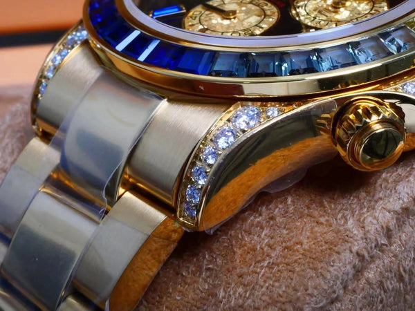 Rolex Daytona 40mm Gold Rainbow Case Black Dial