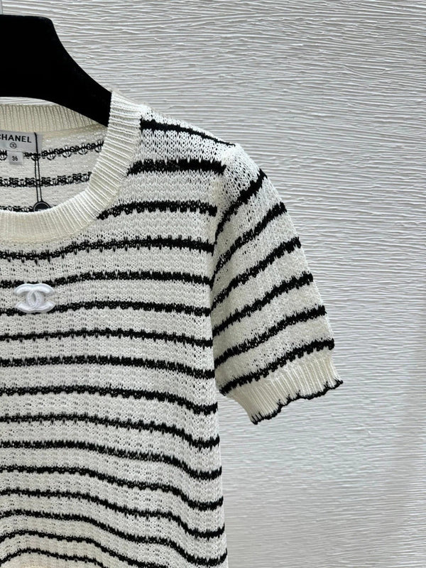 CC 2026 Striped Crew Neck Knit Short-Sleeve T-Shirt Cotton 397732