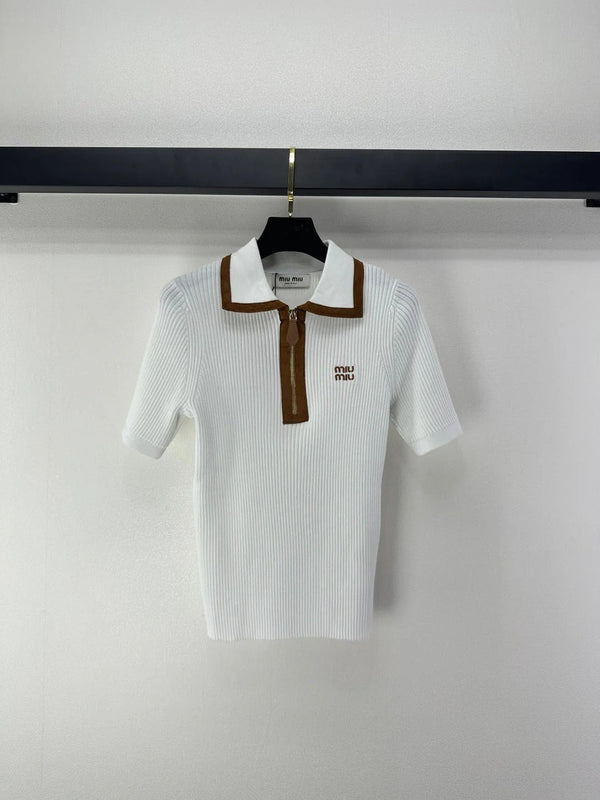 Miumiu 2026 Half-zip Knit Polo Shirt Wool 362412