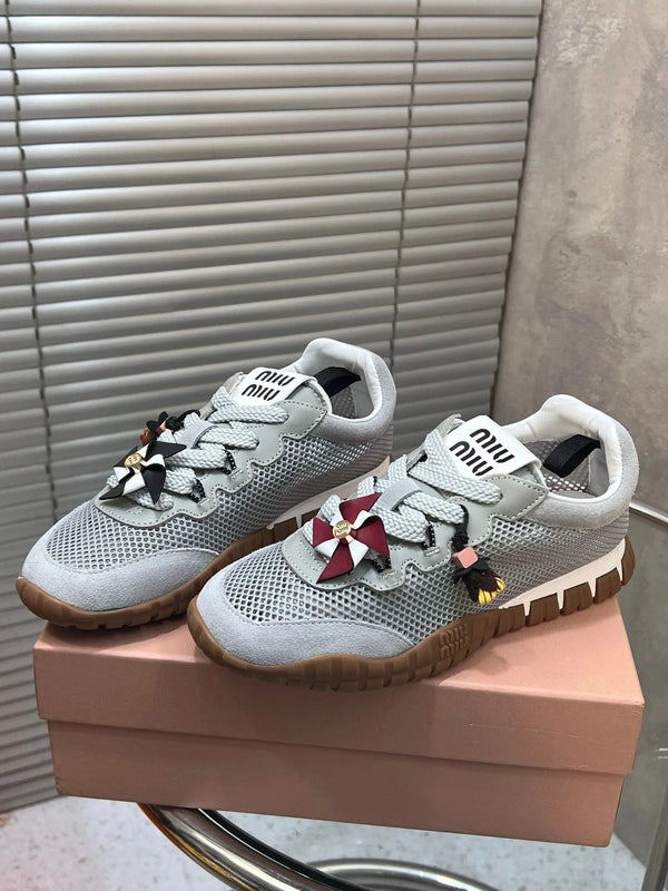 Miu 2026 Tyre Sneakers Mesh Suede Leather 952934