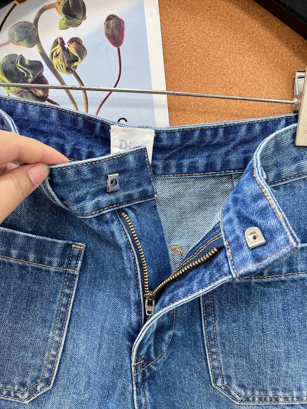CD 2026 Side-letter Cargo Denim Short Blue Cotton 704815
