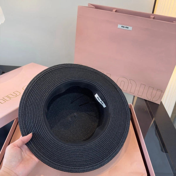 Miu Flat-top Straw Hat 379483