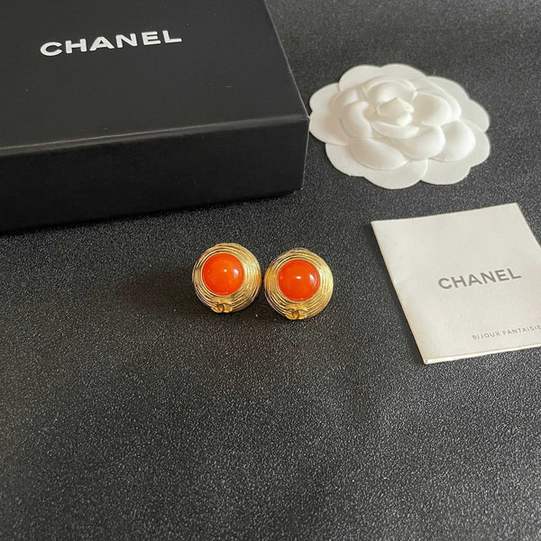 CC Vintage Orange Red Gold Earrings