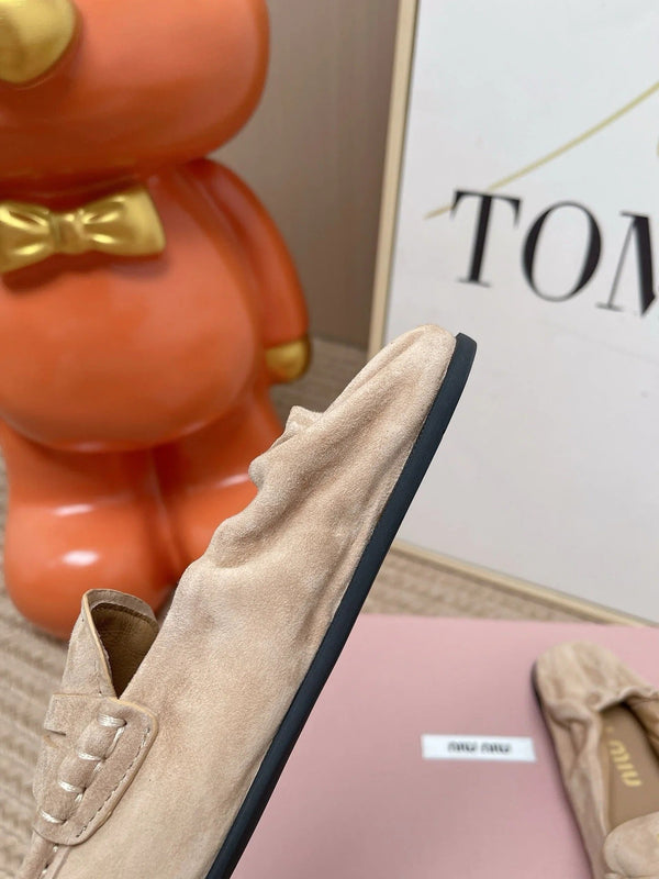 Miu 2026 Ruches Penny Loafers Suede Cowhide 950931