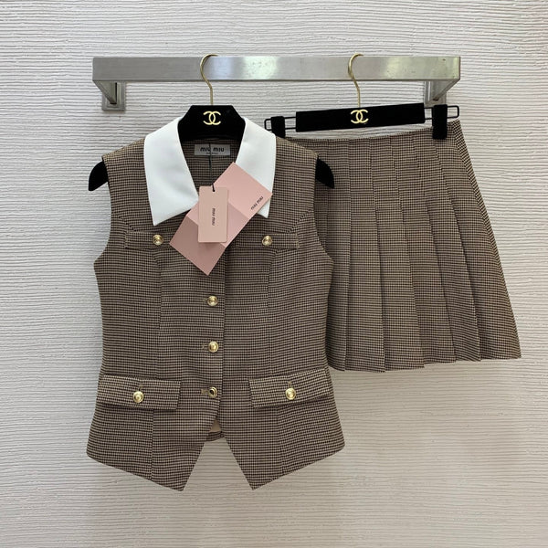 Miu 2026 Set Beige Wool Blend Fabric 420311