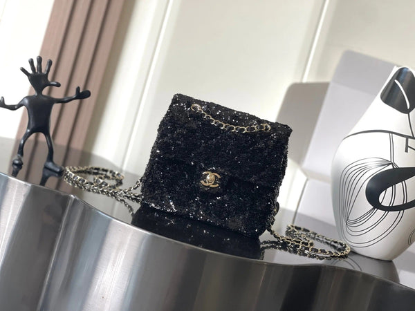 CC 2026 Sequin Backpack 21cm Leather