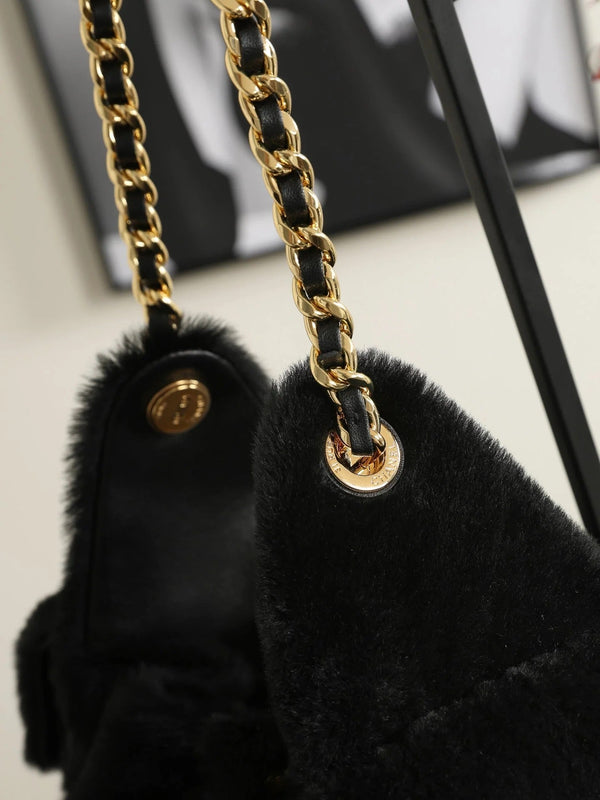 CC 2026 Hobo Bag 30cm Black Ponyhair