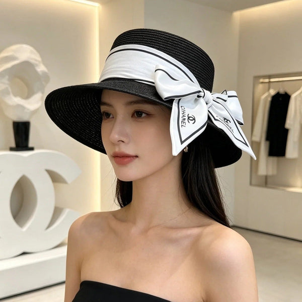 CC Straw Hat With Ribbon 380745