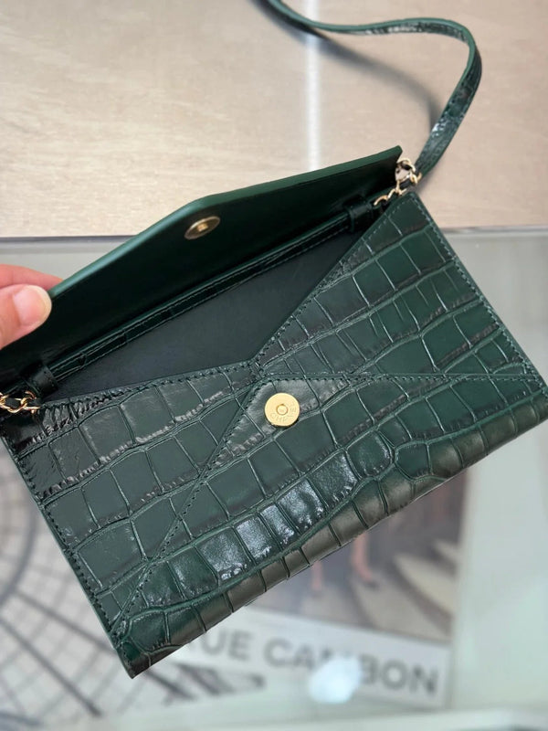 CC 2026 Clutch With Strap 21.5cm Crocodile-embossed Calfskin