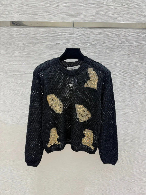 CD 2026 Sequin Crew Neck Knit Long Sleeve Wool 913481
