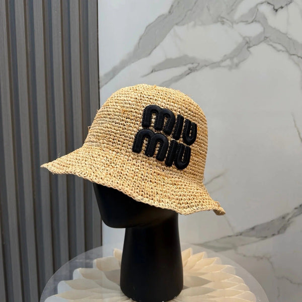 Miu Straw Hat with Logo 379596