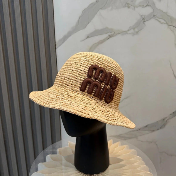 Miu Straw Hat with Logo 379596