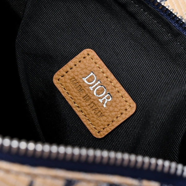 CD 2026 Saddle Oblique Bag 28.5cm Blue Brown Denim Calfskin