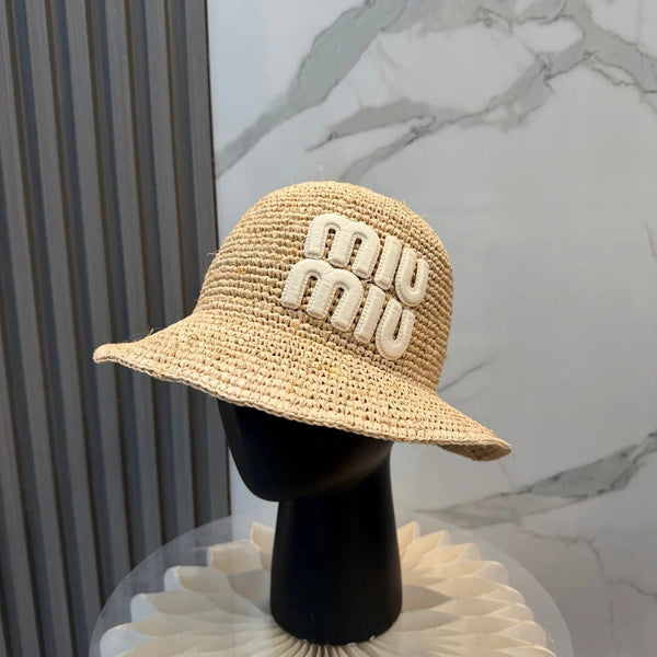 Miu Straw Hat with Logo 379596