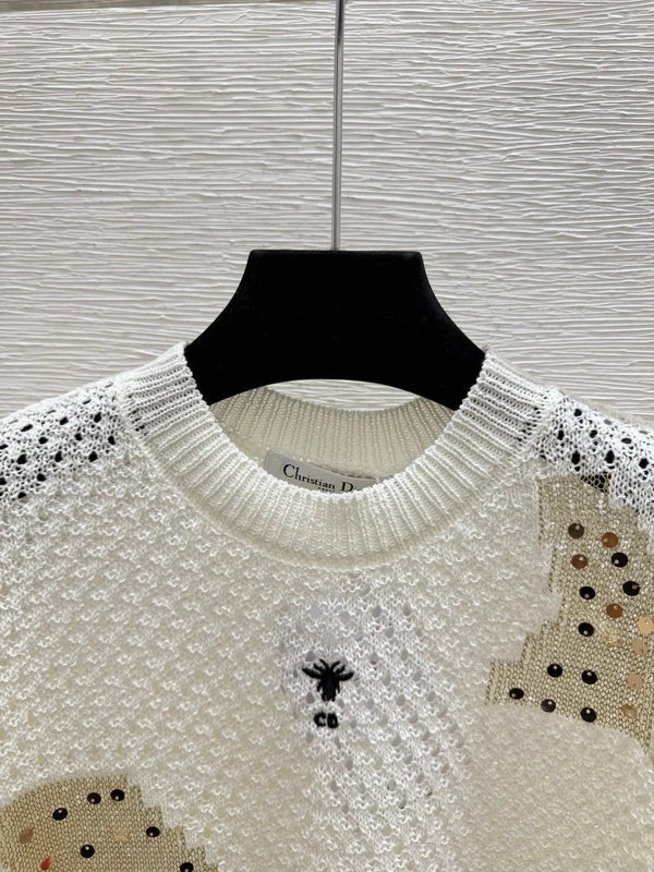 CD 2026 Sequin Crew Neck Knit Long Sleeve Wool 913481