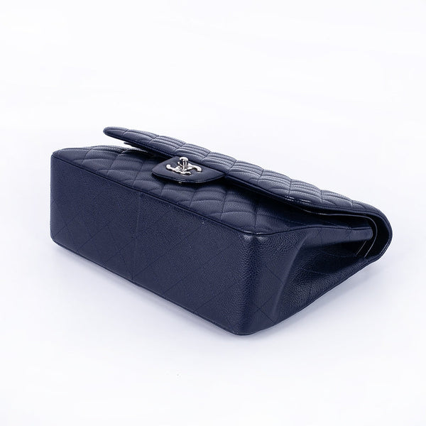 CC Classic Jumbo Navy Blue Caviar Silver Hardware