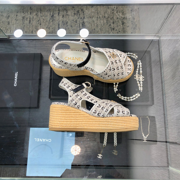 CC 26s Platform Wedge Sandals Tweed 153751